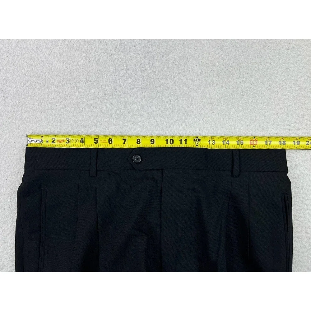 Hugo Boss Dress Pants Mens 36x27 Black Wool Pleated Cuffed Einstein USA